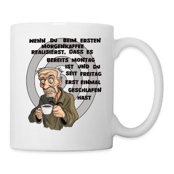 Lundi, Café du matin du vieil homme - Mug blanc - blanc - Droite