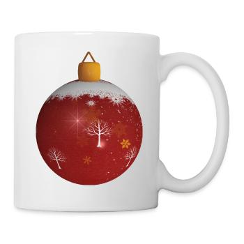 boule de noël rouge - Mug blanc - blanc - Droite