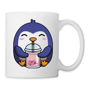 Niedlicher Pinguin mit Bubble Tea - Tasse - Weiß - Rechts