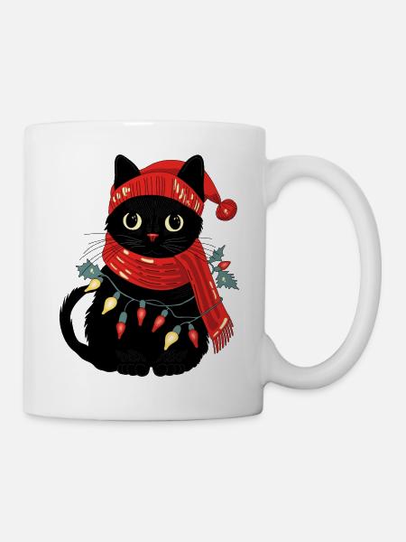 Katze und winter - Tasse - Weiß