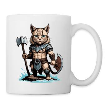 Cat Wikinger Viking Katze Geschenk Süß - Tasse - Weiß - Rechts