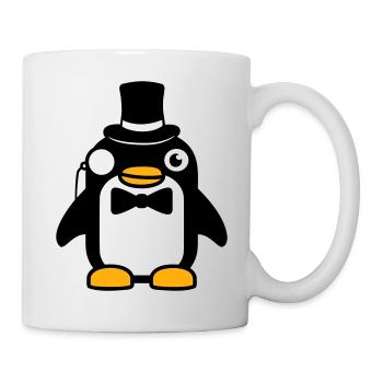 Pinguin Gentleman Sir Herr Zylinder Hut Monokel - Tasse - Weiß - Rechts