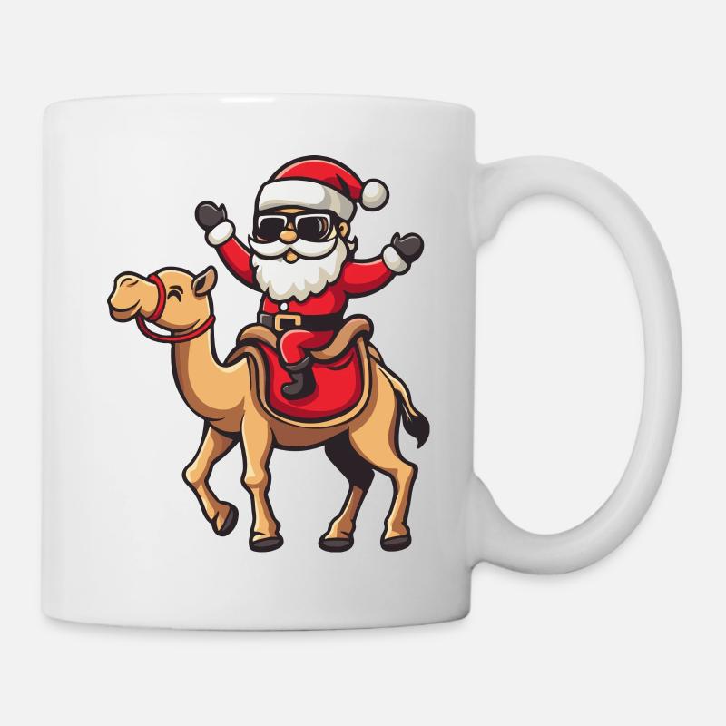 Kamel Weihnachtsmann Cartoon - Tasse - Weiß