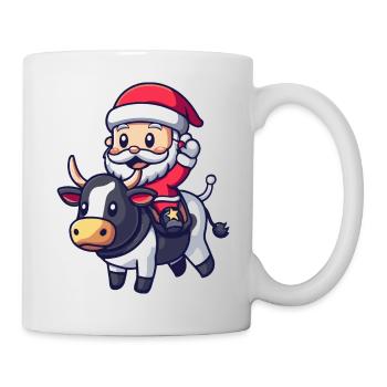Kuh Weihnachtsmann Cartoon - Tasse - Weiß - Rechts