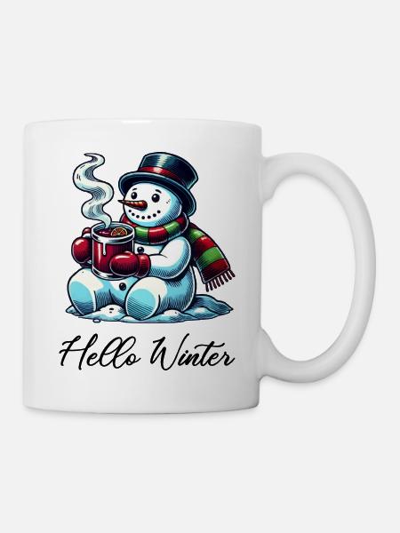 Schneemann Hello Winter - Tasse - Weiß