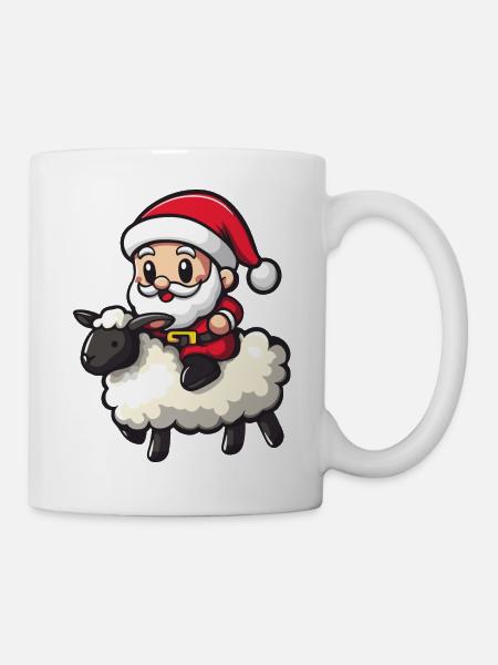 Mouton Père Noël Dessin animé - Mug blanc - blanc