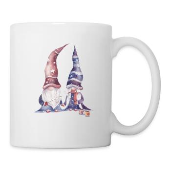 Magisches Winter-Gnome-Paar – Gemütliche Aquarell - Tasse - Weiß - Rechts