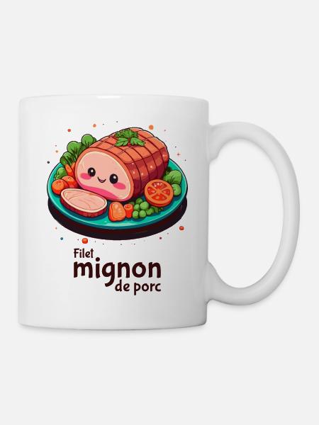 Schweinefilet - Dunkler Text - Tasse - Weiß