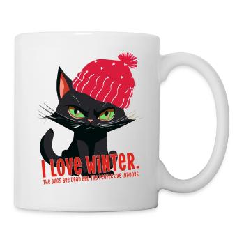 Katze Winter Comic Cat angry love winter fun Humor - Mug - white - Right