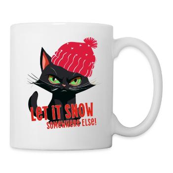 Katze Winter Cat angry snow quote fun lustig Comic - Tasse - Weiß - Rechts