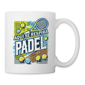 Du atmest PADEL - Tasse - Weiß - Rechts