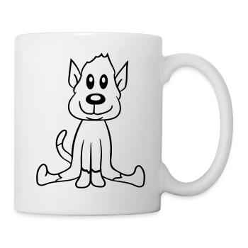 chien assis mignon petit chiot heureux animal de compagnie - Mug blanc - blanc - Droite