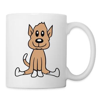 chien assis mignon petit chiot heureux animal de compagnie - Mug blanc - blanc - Droite