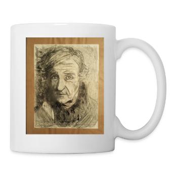 Drawing old man smiling, fun and funny picture - Mug - white - Right