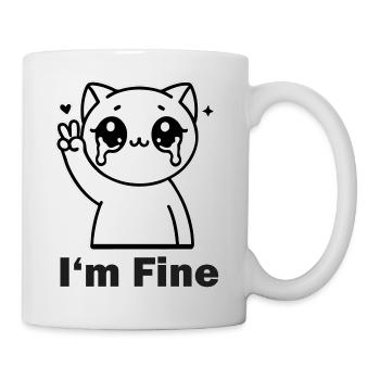 Crysis Cat Showing Peace Sign - "I'm Fine" Design - Mug - white - Right