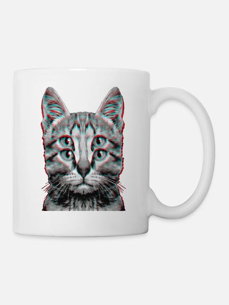 Glitch Weird Cat Kitten Optical Illusion - Tasse - Weiß