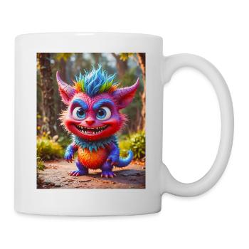 Happy Halloween, süß, Monster, wilde Haare, gruselig, lustig - Tasse - Weiß - Rechts