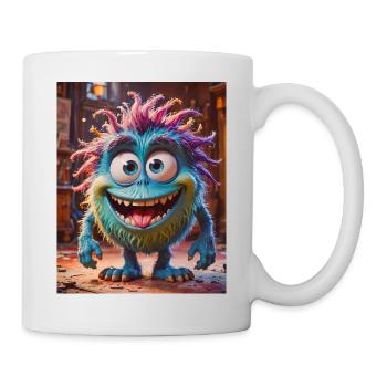 Happy Halloween, süß, Monster, wilde Haare, gruselig, lustig - Tasse - Weiß - Rechts