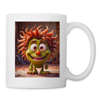 Happy Halloween, süß, Monster, wilde Haare, gruselig, lustig - Tasse - Weiß - Rechts