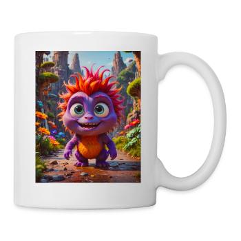 Happy Halloween, süß, Monster, wilde Haare, gruselig, lustig - Tasse - Weiß - Rechts