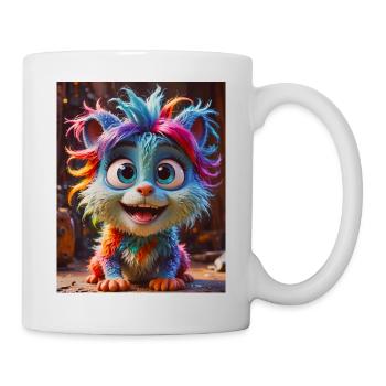 Happy Halloween, süß, Monster, wilde Haare, gruselig, lustig - Tasse - Weiß - Rechts