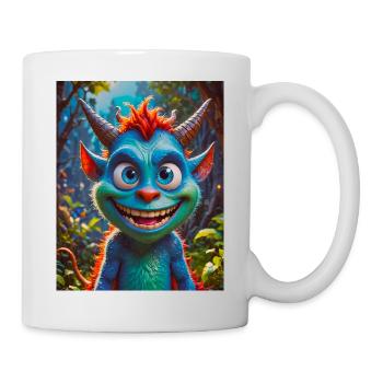Happy Halloween, süß, Monster, wilde Haare, gruselig, lustig - Tasse - Weiß - Rechts