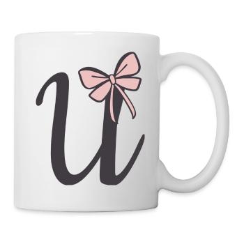 Anfangsbuchstabe U Schleifchen - Tasse - Weiß - Rechts