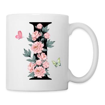 Letter i pink flowers - Mug - white - Right