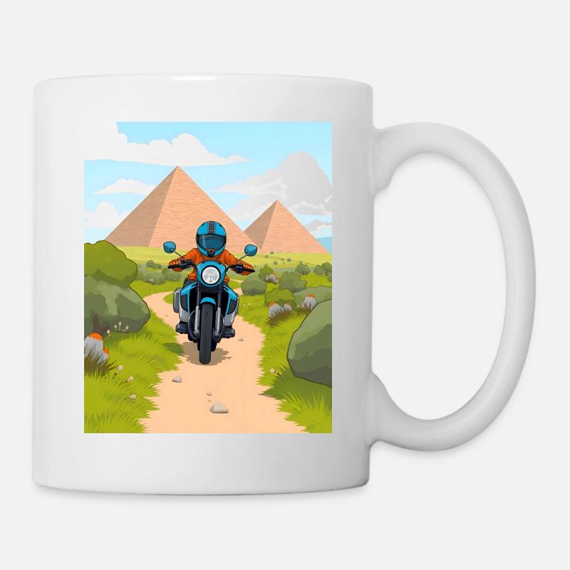 Moto de dessin animé dans le désert - Mug blanc - blanc