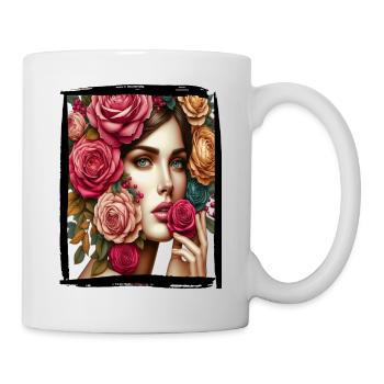Boho Chic: Elegantes Design mit Floralkrone - Tasse - Weiß - Rechts