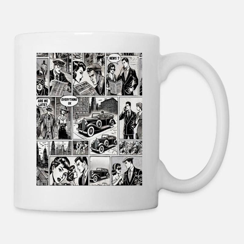 Retro Comic Zeitungsausschnitt– Vintage Newspaper - Tasse - Weiß