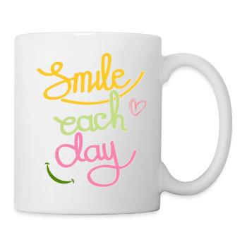 Smile Each Day - Cheerful Motivational Art - Mug - white - Right