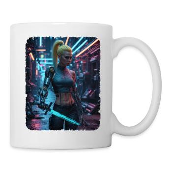 Cyberpunk Frauen Kriegerin - Tasse - Weiß - Rechts