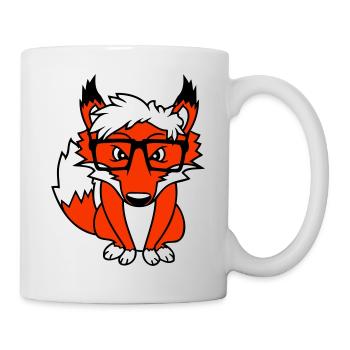 Fox Nerd Lunettes à monture en corne Geek Smart Intelligent Cool - Mug blanc - blanc - Droite