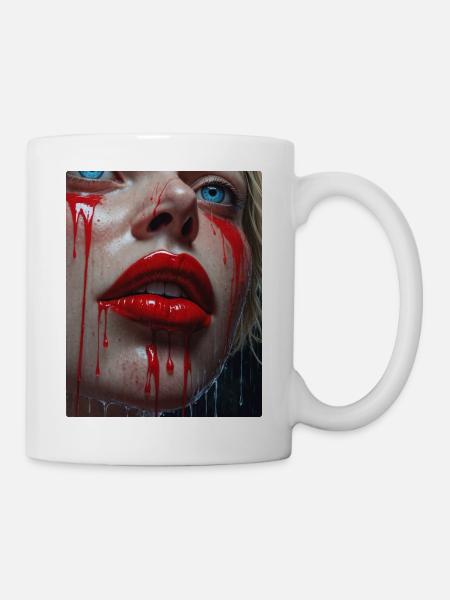 Rote Lippen der Frau - Tasse - Weiß