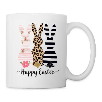 Joyeuses Pâques - 3 lapins de Pâques vous souhaitent de joyeuses Pâques - Mug blanc - blanc - Droite