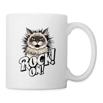 Katze - Rock on - Tasse - Weiß - Rechts