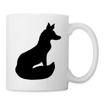 Fuchs Rotfuchs Wildes Tier Silhouette Umriss Cool - Tasse - Weiß - Rechts
