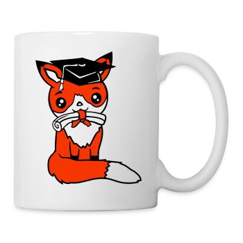 Fuchs Abitur Schulabschluss Zeugnisse College Hut - Tasse - Weiß - Rechts