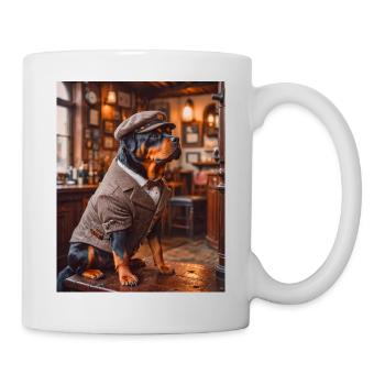 Rottweiler wearing 1920s suit cute dogs - Mug - white - Right