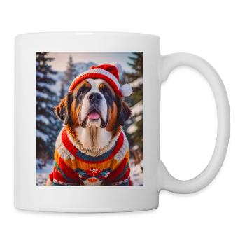 super cute dogs fashion victims Saint Bernard xmas - Mug - white - Right