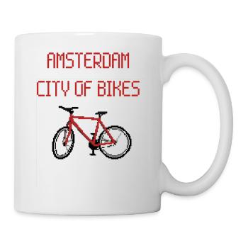 Amsterdam Fahrrad - Pixel Rot - Tasse - Weiß - Rechts