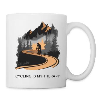 Le cyclisme est ma thérapie Faire du vélo en montagne - Mug blanc - blanc - Droite