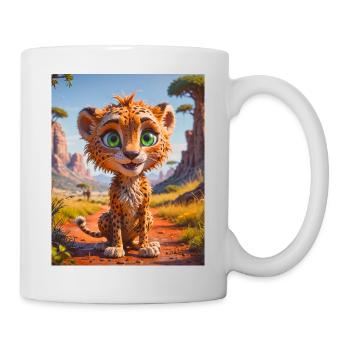 super süße afrikanische Tiere – Gepard - Tasse - Weiß - Rechts