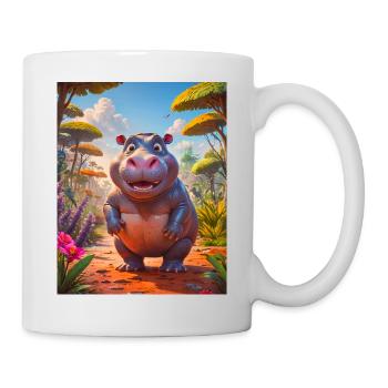 animaux africains super mignons – Hippopotame - Mug blanc - blanc - Droite