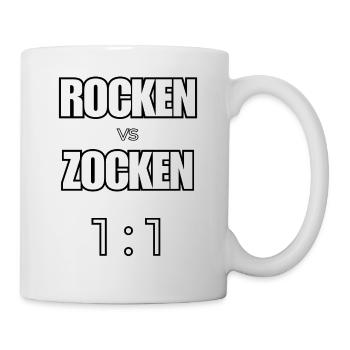 Rocken vs Zocken - Rock Gaming Vergleich - Tasse - Weiß - Rechts