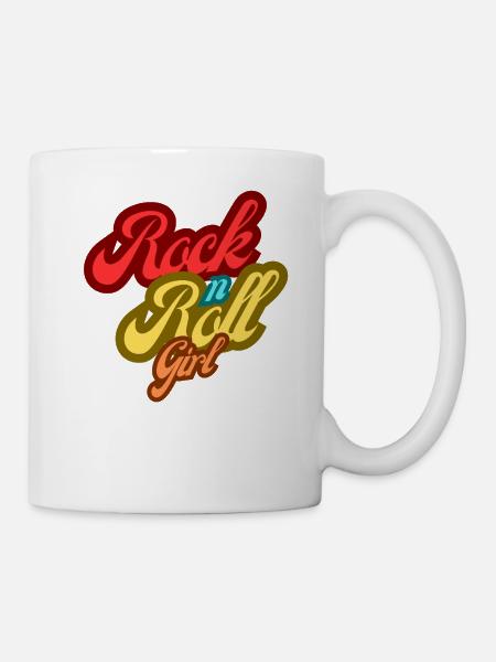 Rock n Roll Fille Rétro Style 80s 90s Fête - Mug blanc - blanc
