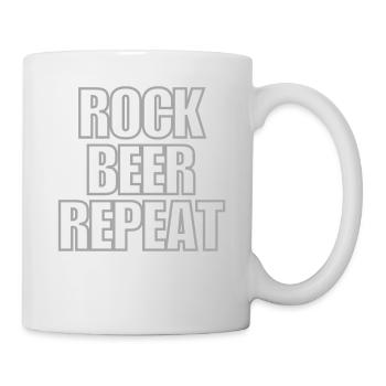 Rock Beer Repeat - coole Sprüche - Tasse - Weiß - Rechts