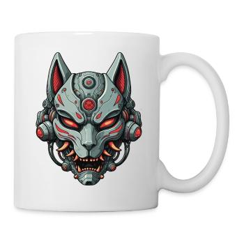 Kitsune Cyberpunk Masque Mecha Robot Warrior - Mug blanc - blanc - Droite