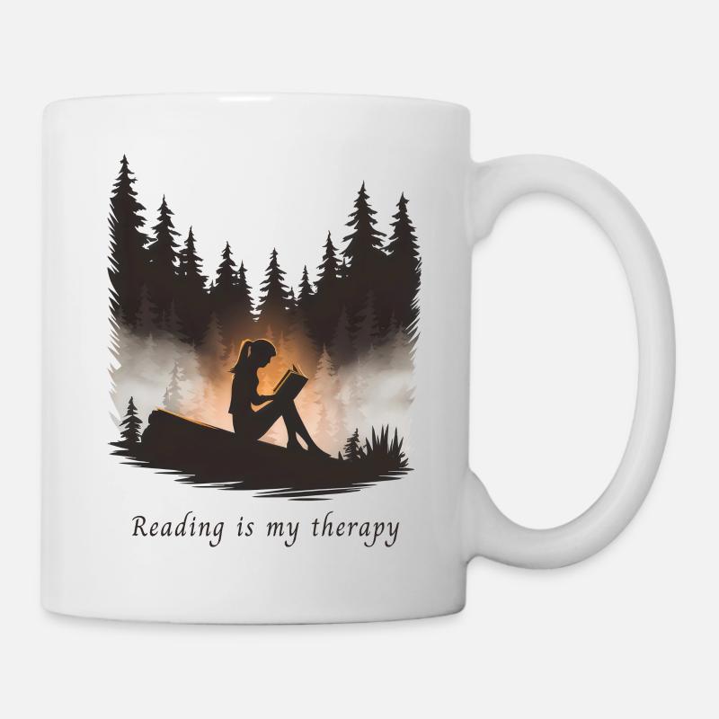 Reading is My Therapy – Bücher & Entspannung - Tasse - Weiß